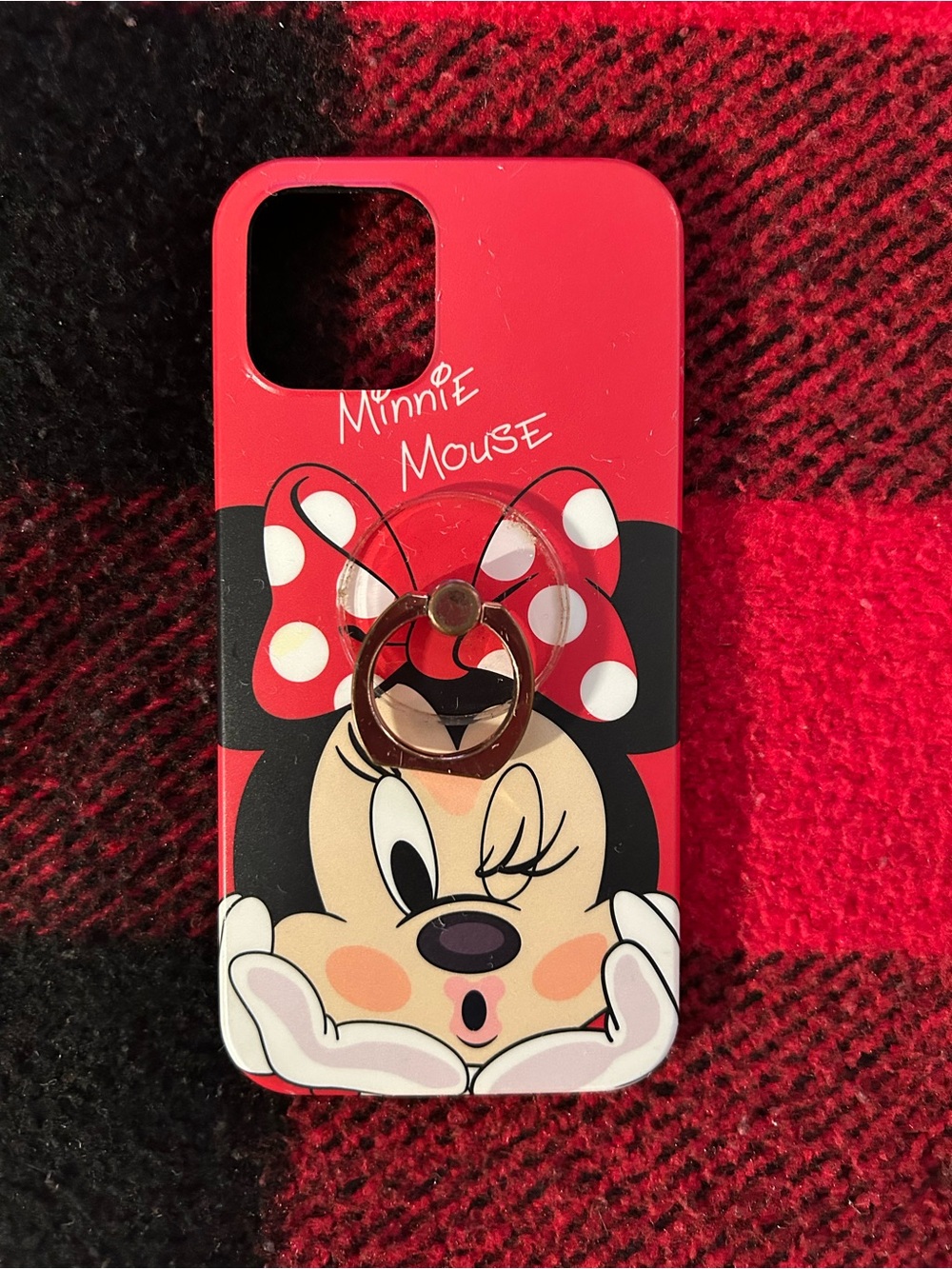 Red Minnie Mouse iPhone 12 Case with Ring Holder